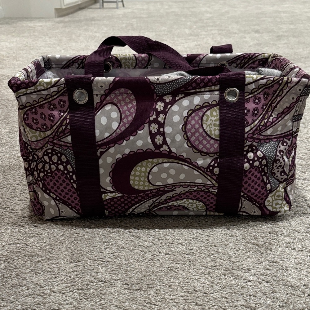 Thirty-One Stylish Purple Patterned Medium Utility Tote.